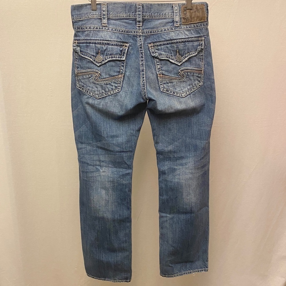 Silver Jeans 34x32 Nash Straight Leg 30” Inseam Mens Cotton Jeans Flap Pockets - Picture 13 of 14